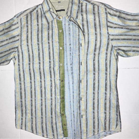 visconti uomo Other - Visconti Uomo Men’s Size Lg 2-Ply Green/Blue/Gray Long Sleeve Button Up Shirt